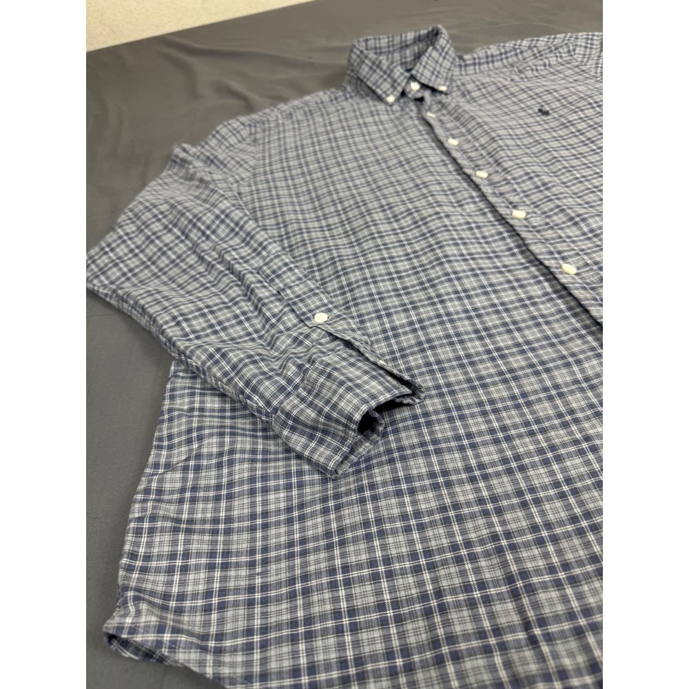 Ralph Lauren Classic Fit Plaid Button Down Shirt Mens Blue Grey Long Sleeve - Picture 9 of 16